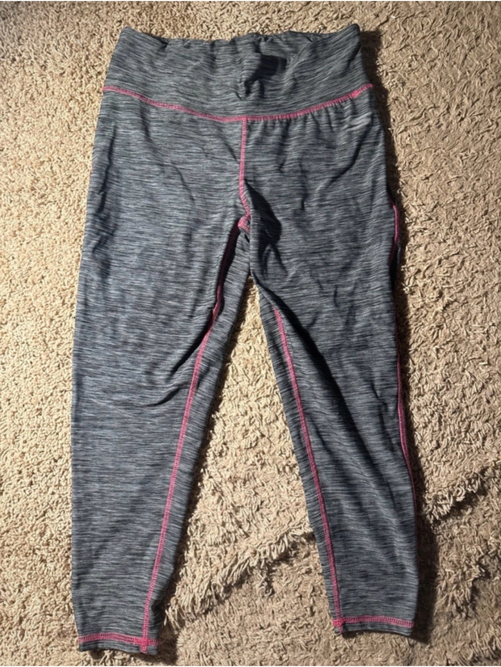 Skechers Gray Heather Leggings with Pink Contrast Stitching